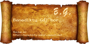 Benedikty Gábor névjegykártya